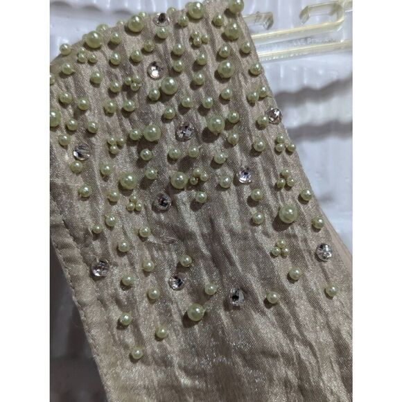 Jessica Howard Women's Gold Beaded Shoulder Sleeveless Scoop Neck Midi Dress Siz - Picture 2 of 8